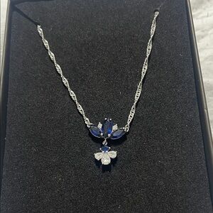 Dazzling Silver and Blue Gemstone Necklace